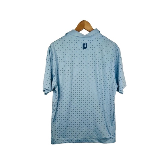 FootJoy FJ Golf Shirt Light Blue Patterned Embroidered Logo Polo Mens Size M - Picture 2 of 10